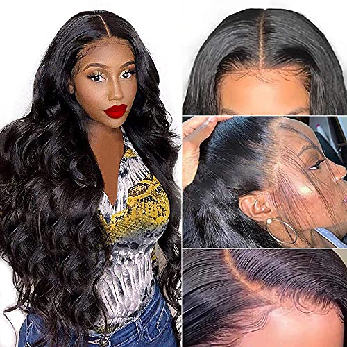 Beaudiva Lace Front Wigs Human Hair Pre Plucked (22inch) Bleached Knots with Baby Hair Glueless 4×4 Brazilian Virgin Body Wave Lace Closure Human Hair Wigs for Black Women Natural Color 150 Density