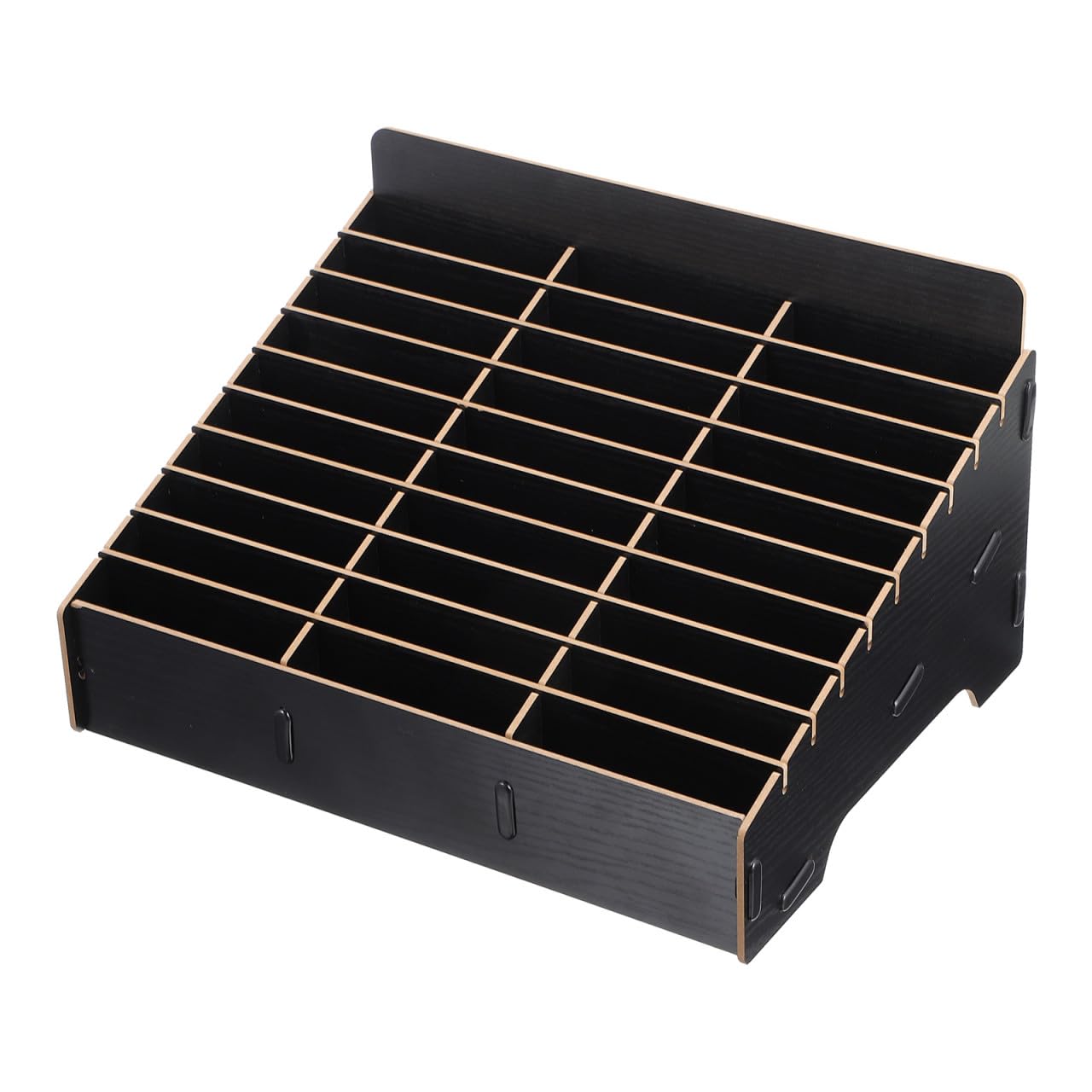 Boîte de rangement multi-grille en bois pour sécuriser les téléphones au laboratoire