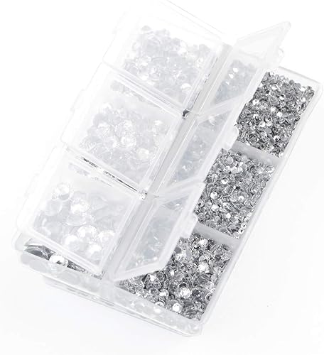 Miniatura 2 de AD Beads 4500 diamantes de imitación termoadhesivos con parte trasera plana, 6 tamaños (0.079-0.236 in), gemas de cristal redondas con pinzas y para