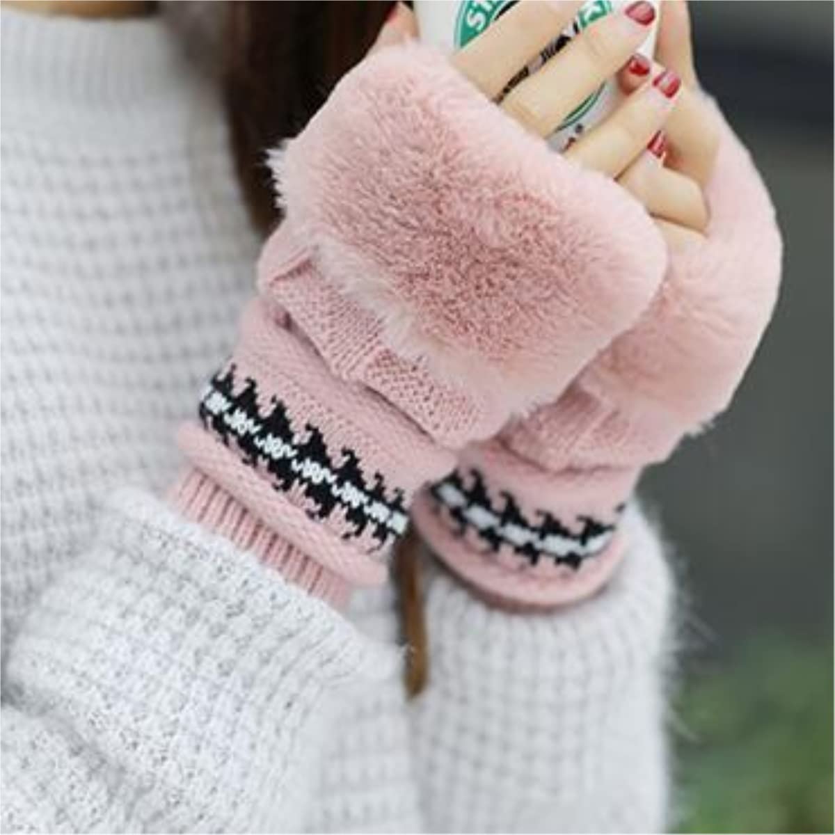 Berretto Invernale Cappello Invernale Caldo Sci Coniglio Pelliccia Pon Pon Guanti Caldi + Cappello Lavorato A Maglia Cappello Invernale Da Donna In Lana Cappello Invernali