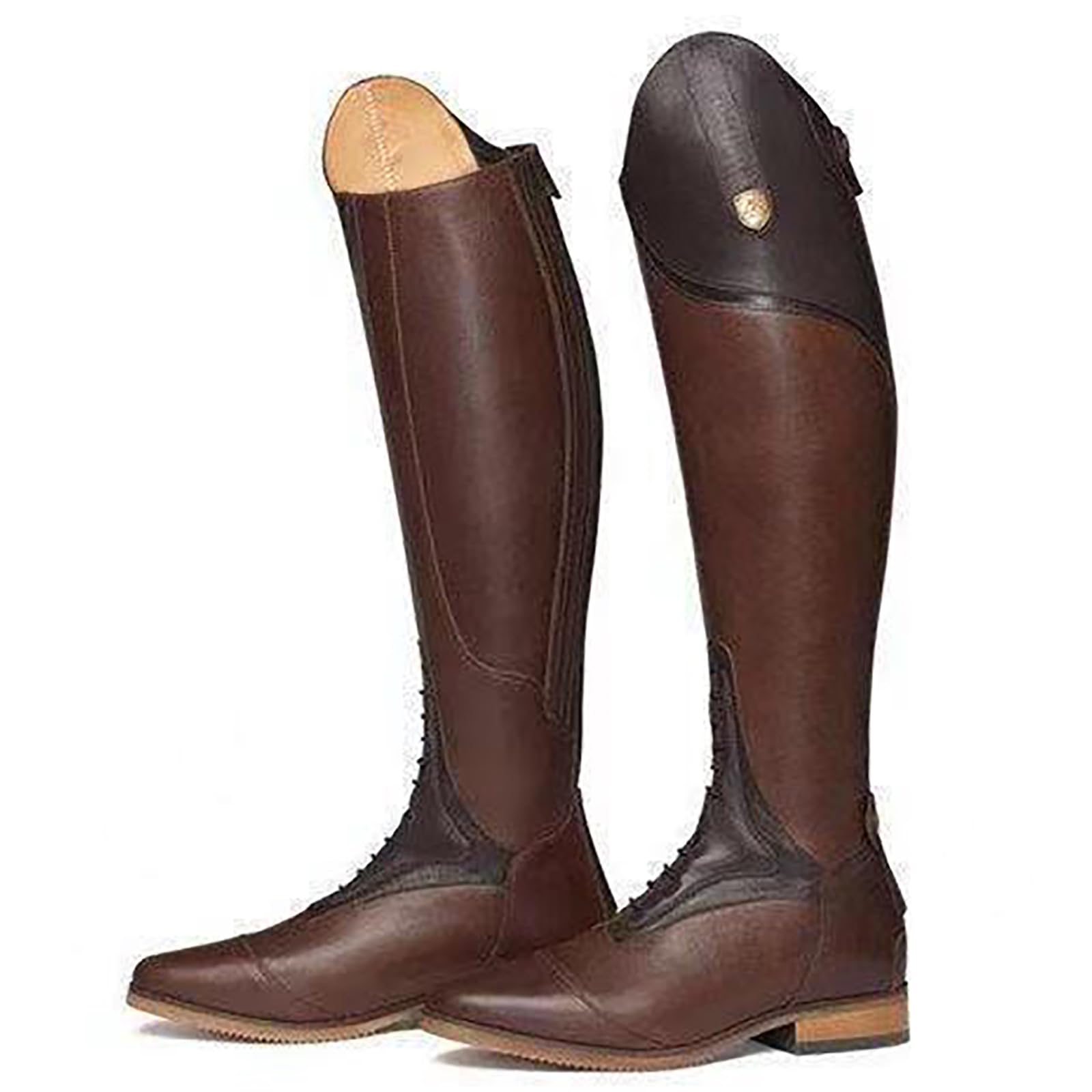 Botas Altas De Otoño Ecuestres (34-48), Resistentes Al Desgaste + Cremallera Trasera, Unisex/Antideslizantes, Hasta La Rodilla/Tacón Medio (3-5 Cm), Para Primavera/Otoño,40,Brown