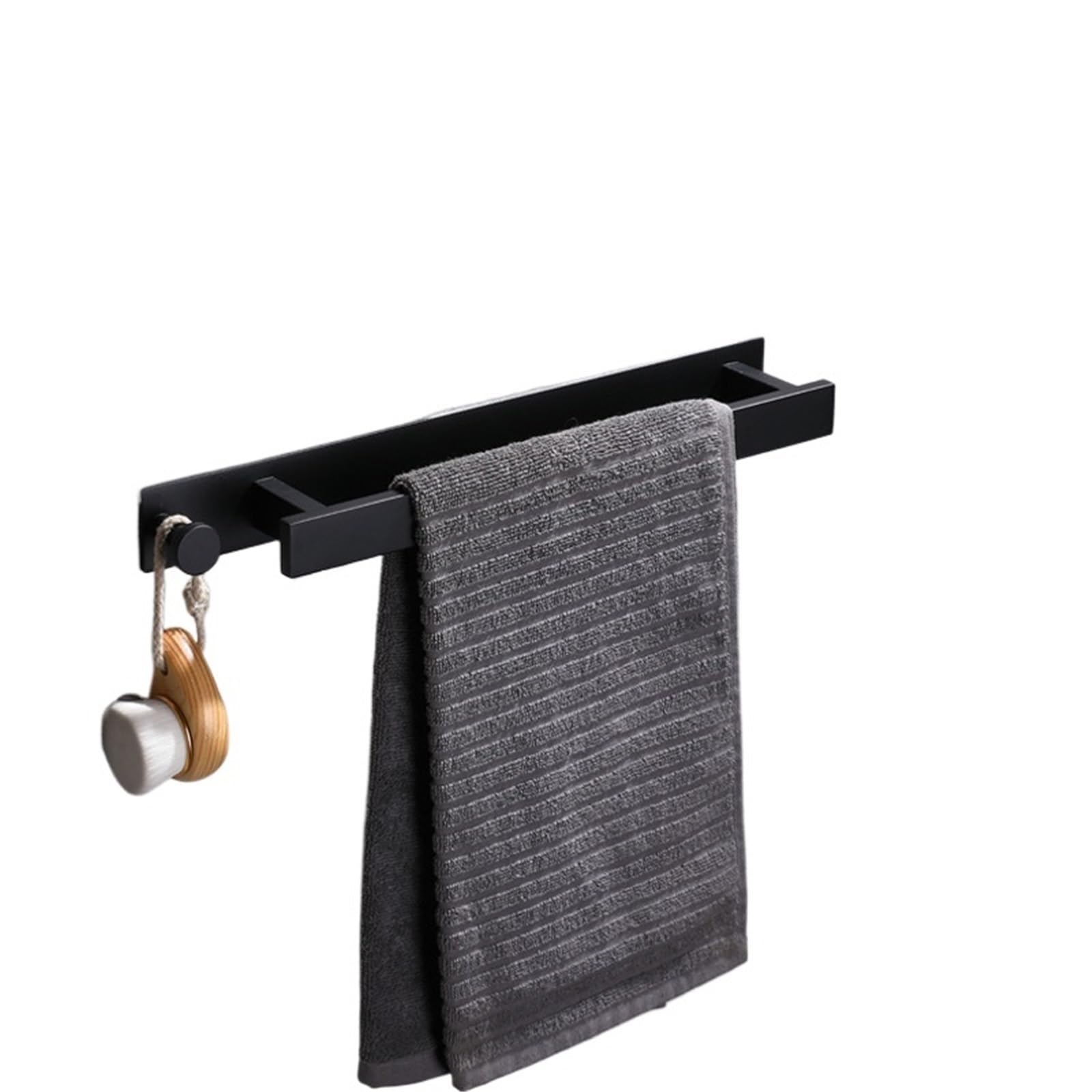 Bathroom Hardware Accessories Shelf Robe Hook Hanger Towel Rail Bar Rack Tissue Self Adhesive Holder For DIY Tools(Black)