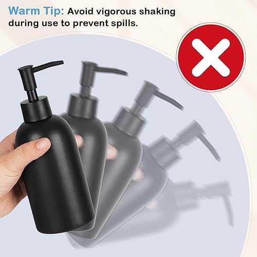 Miniatura 7 de Natheeph Dispensador de jabón de cerámica de 14 oz, dispensador de bomba de jabón de cerámica, puede llenar líquido para bañococina (negro)