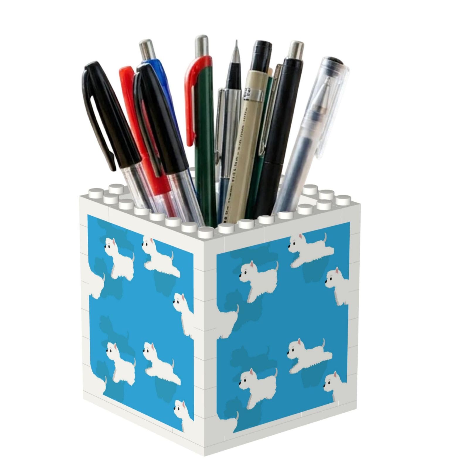 Poadnly Westie Dogs Running, Pen Pot Pencil Holder for Office Home School, Compact Desk Organiser for Office Stationery