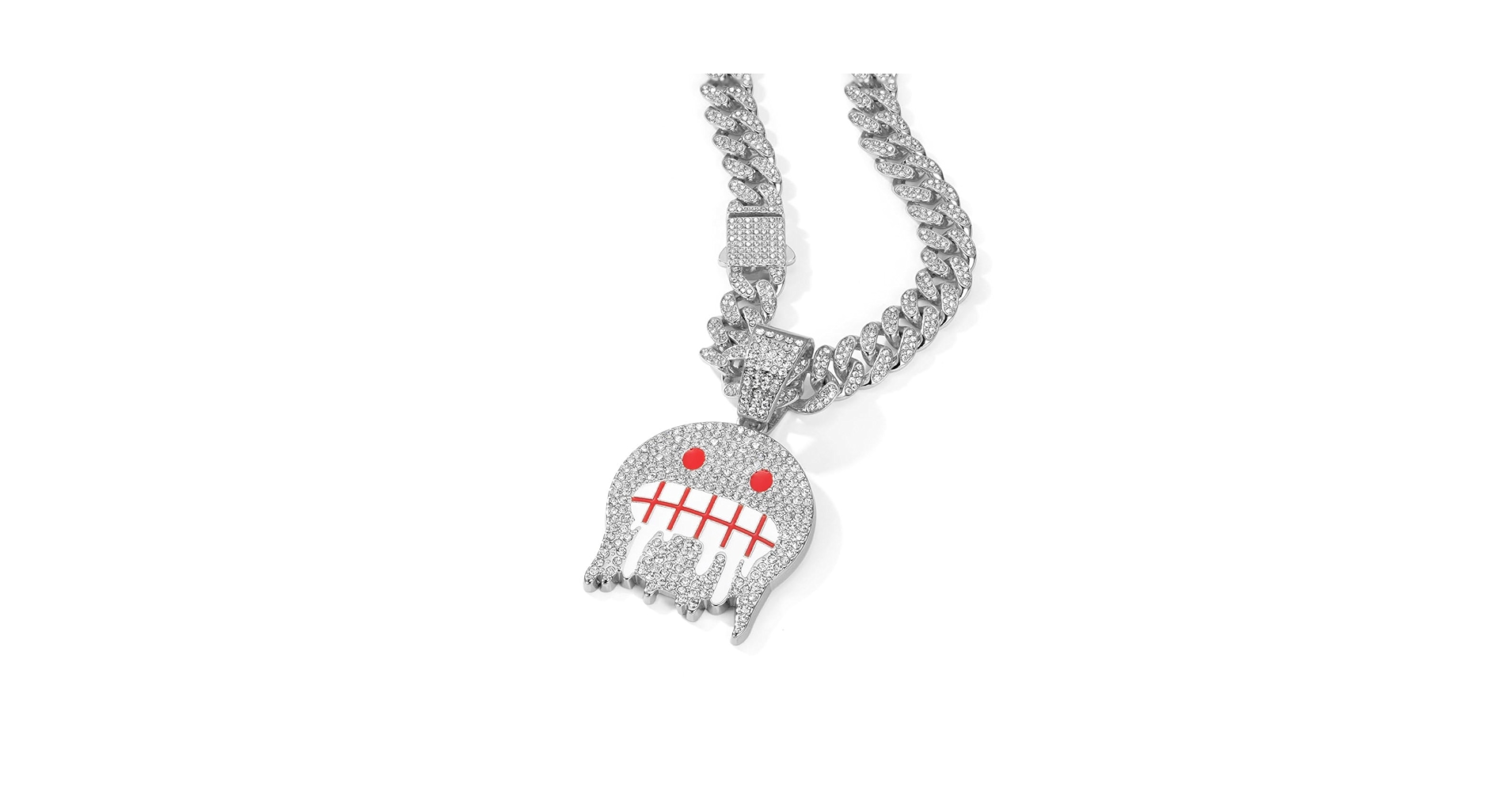 【HYSFORM】TIMEPIECE NECKLACE YOHAX Men's Hip Hop Necklace Alloy Full Smiley Face Pendant