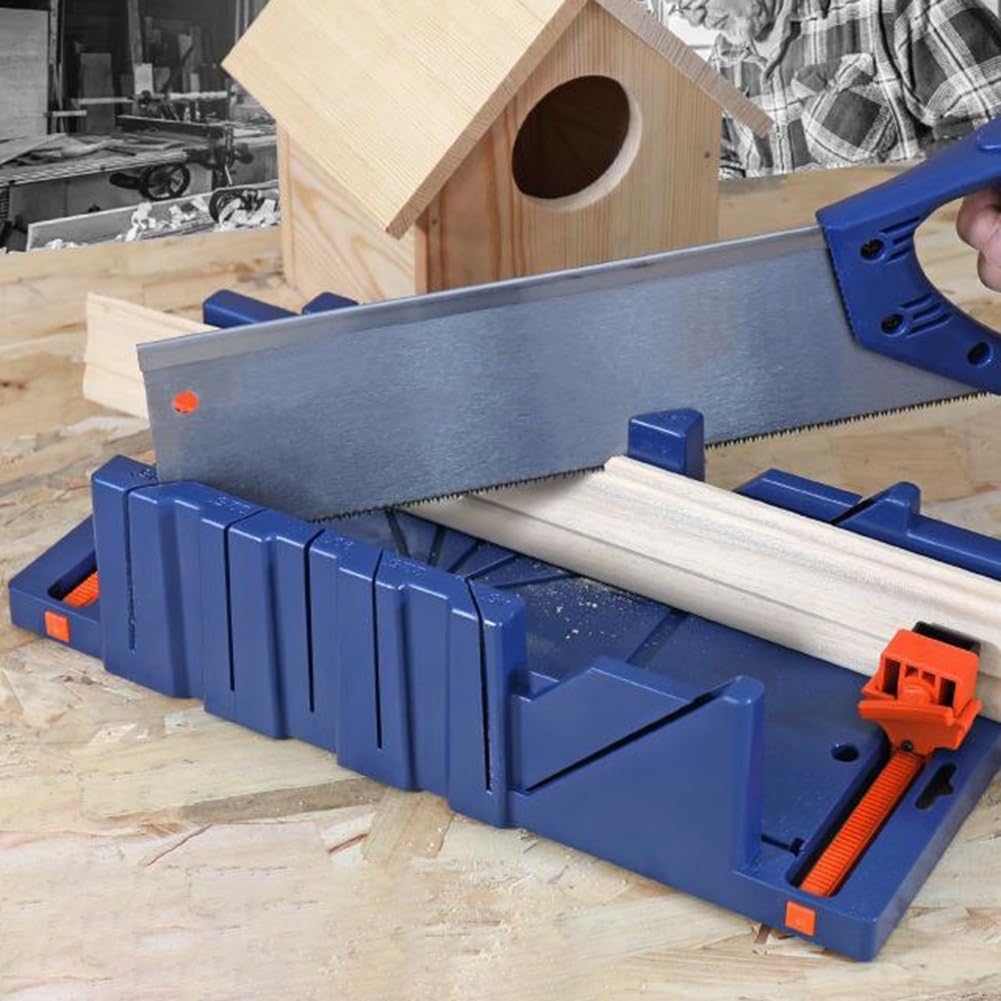 Cabinas para Ingletadora, Caja de Ingletadora con SujecióN para Corte de Madera, Herramienta de Corte en áNgulo Oblicuo de Yeso para Madera S