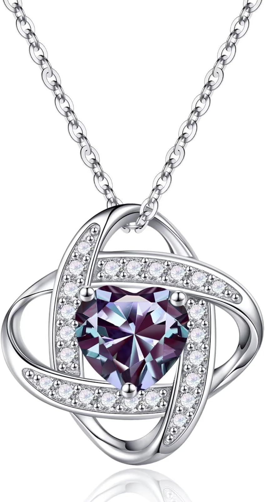 Iefil Mothers Day Gifts for Wife Mom - 925 Sterling Silver Love Knot Birthstone Necklace, Anniversary Birthday Gifts for Women, Jewelry Gift for Wife Mom Girlfriend Daughter