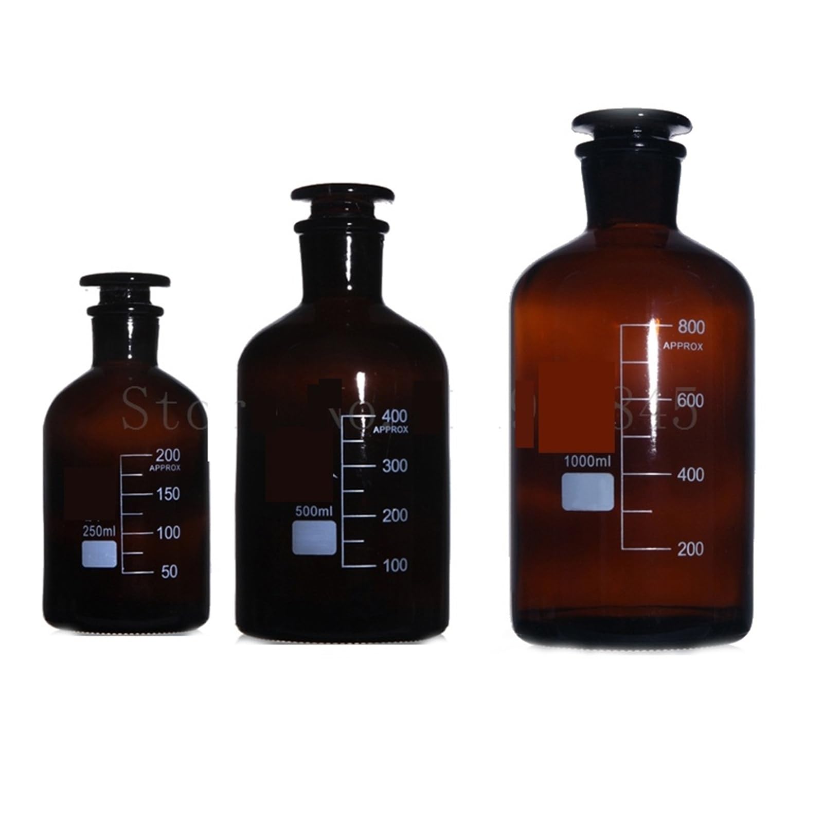 Butelka na odczynniki, Butelka na odczynniki ze szkła z wąską szyjką i małym otworem, korkiem szlifowanym, wielokolorowa, 60 ml–1000 ml(125mL 4pcs)