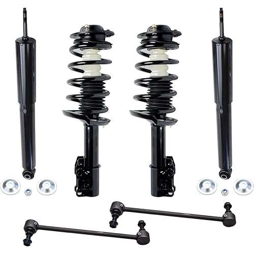 Detroit Axle - 6pc Struts Shocks Kit for 2004-2012 Chevrolet Malibu 2005-2010 Pontiac G6 Aura [w/o RPO Code FE5] Front Struts with Coil Springs Sway Bars + Rear Shock Absorbers Replacement Suspension