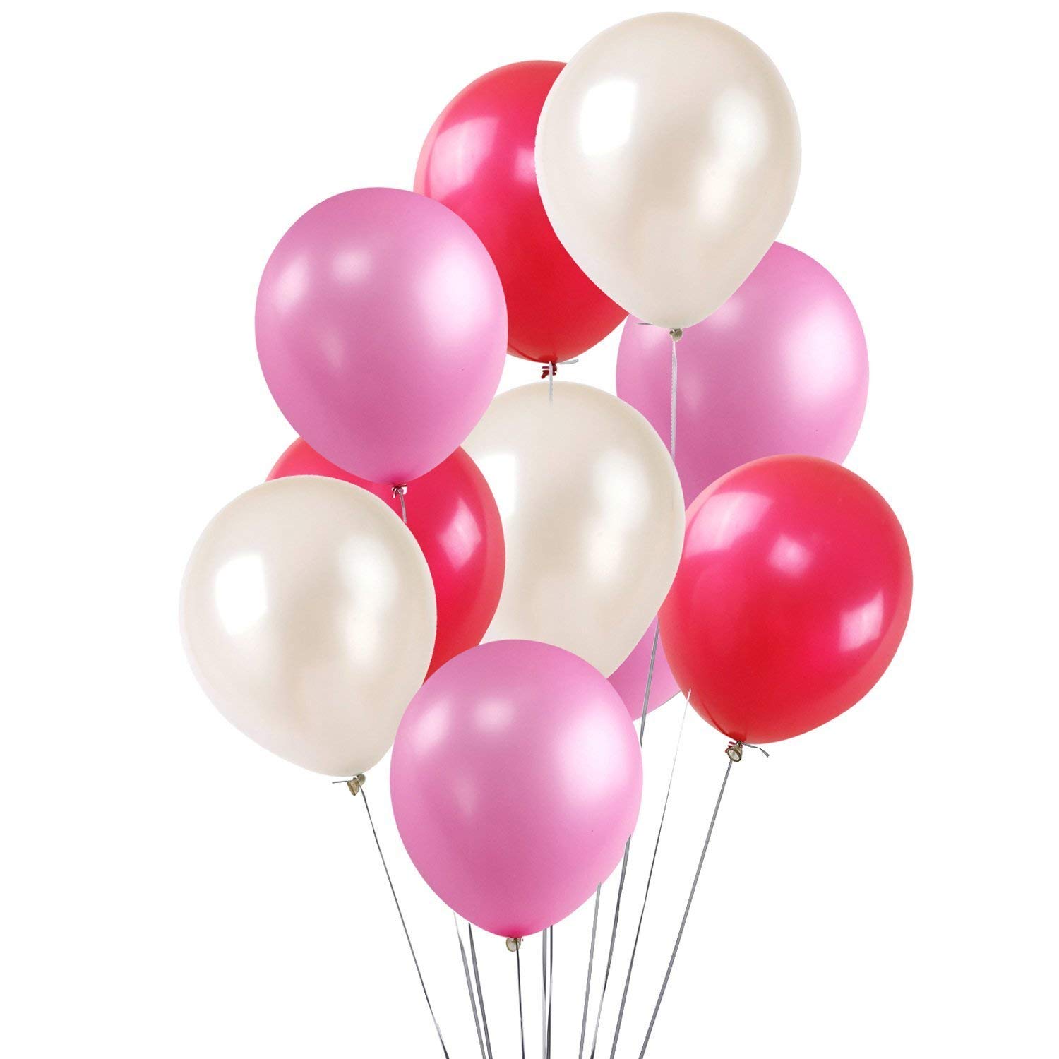 Shreeja CollectionsShreeja Collections Three Color Balloons Metallic HD Red, White & Pink (Pack of 60)