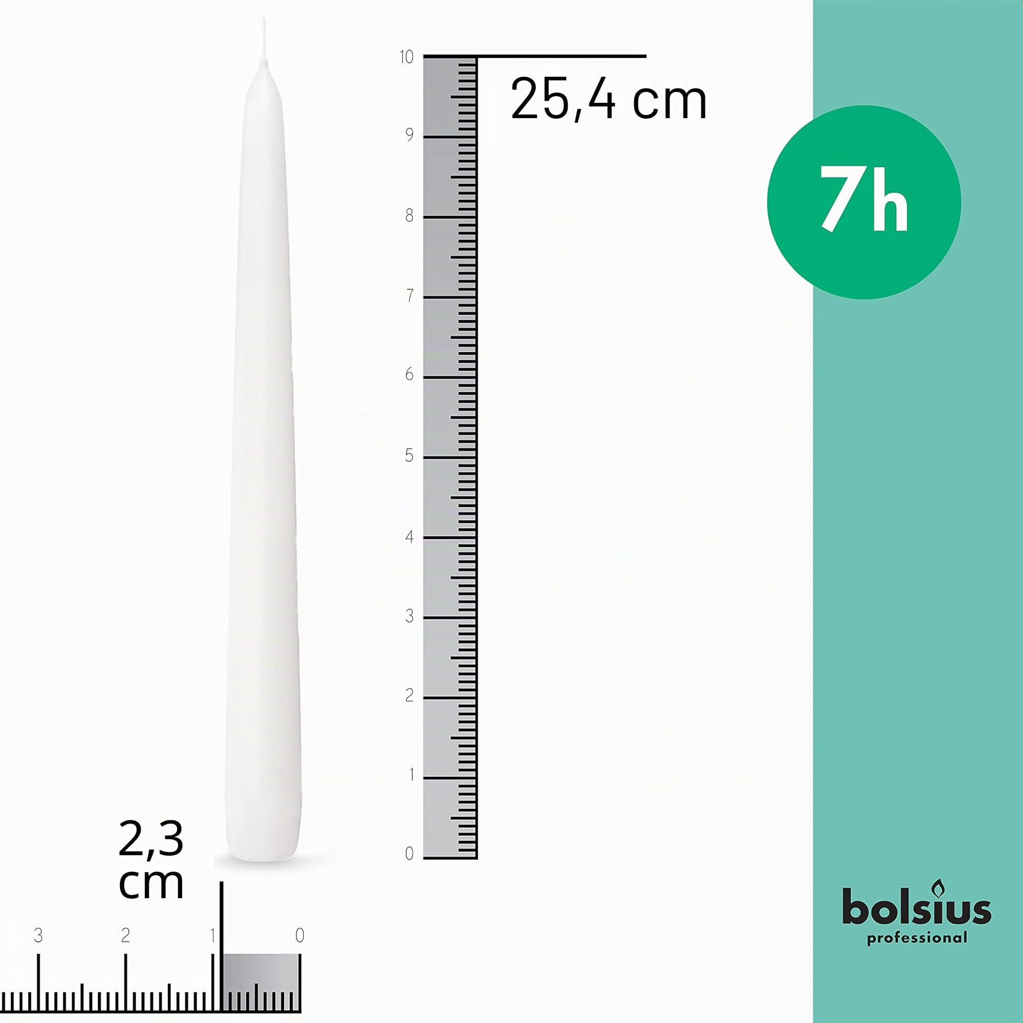 Bolsius 103400335502 Lot de 100 bougies coniques 25,4 cm Blanc