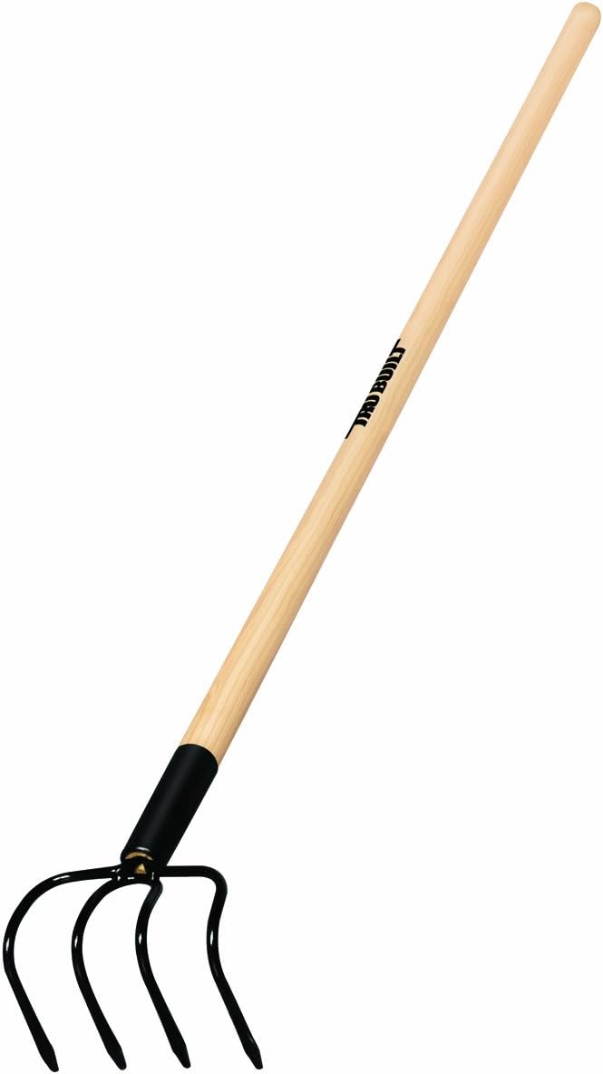 Truper 30029 4-Tine Forged Cultivator, 5-Inch Head, 48-Inch Waxed Hardwood Handle - Durable Garden Tiller