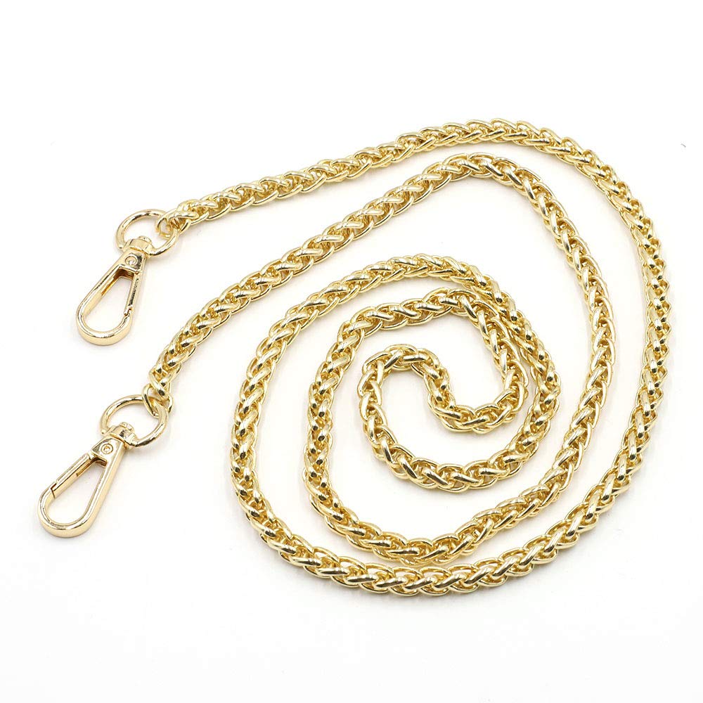 Voanzo Golden Circle 2Pcs 62" Diy Round Iron Flat Chain Strap Handbag Chains Accessories Purse Straps Shoulder Cross Body Replacement Straps, With Metal Buckles (Gold)