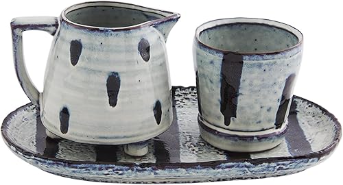 Mud Pie 47800018 85 Juego de crema reactiva y azúcar, negro, olla de 3 x 3 pulgadas | Jarra de 4.5 x 3.75 pulgadas | Bandeja 5.25 x 9.5 pulgadas, 50