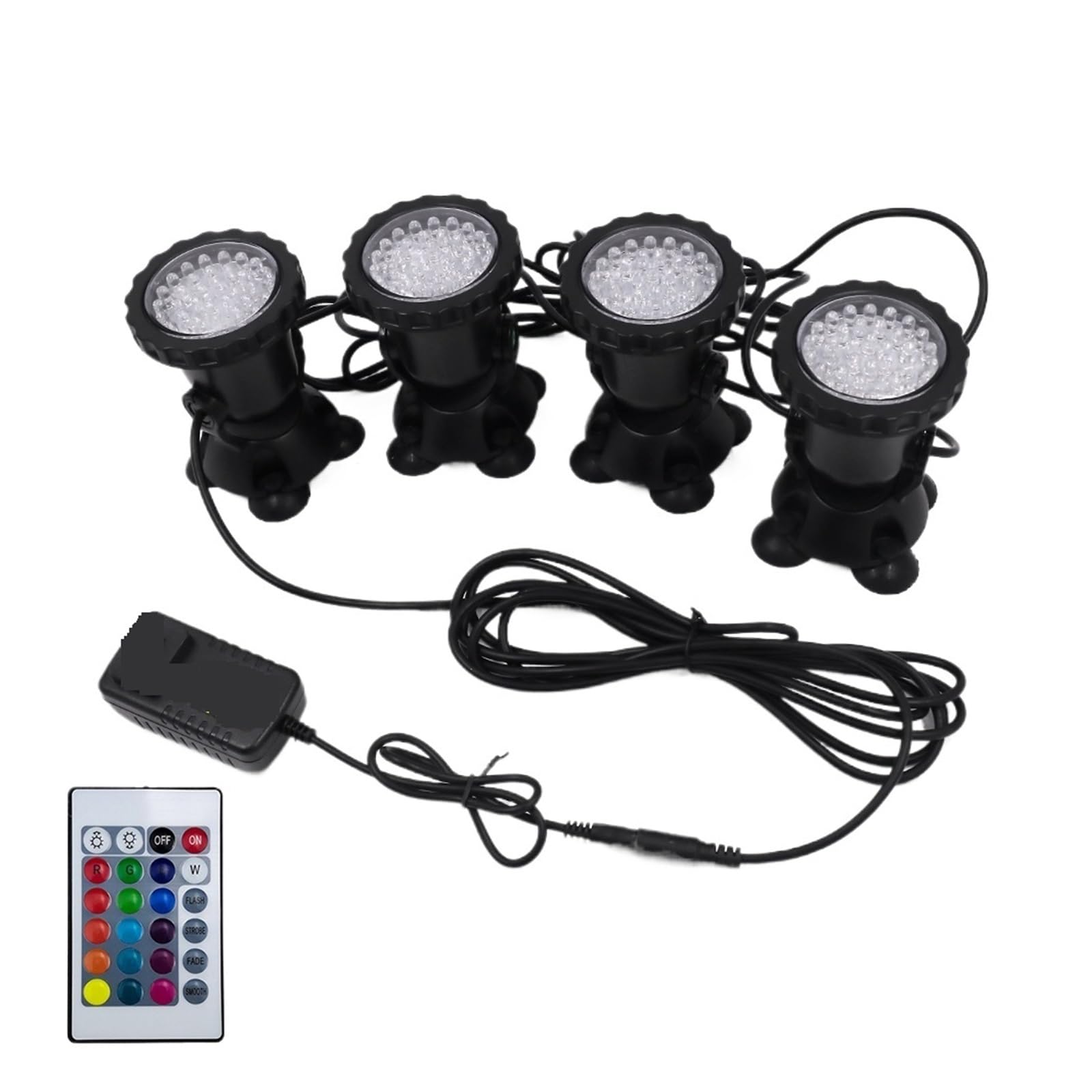 Luces de Piscina Luz LED Subacuática IP68, Lámpara De Acuario RGB Impermeable, Foco For Fuente, Estanque, Piscina, Jardín, Decoración De Paisaje (Color : 4 Lights with Remote)