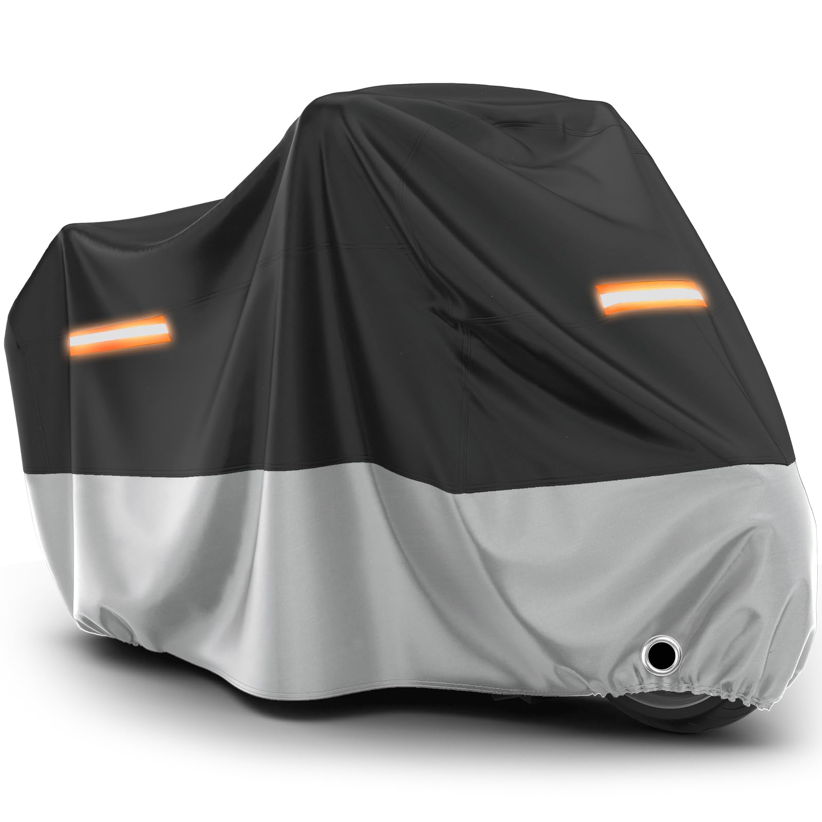 Favoto Motorcycle Cover Waterproof Outdoor Oxford Motorbike Cover for All Seasons – Rain, UV & Dust Protection with Lock Hole, Windproof Buckles & Elastic Hem (96.5 x 41.3 x 49.2 inches)