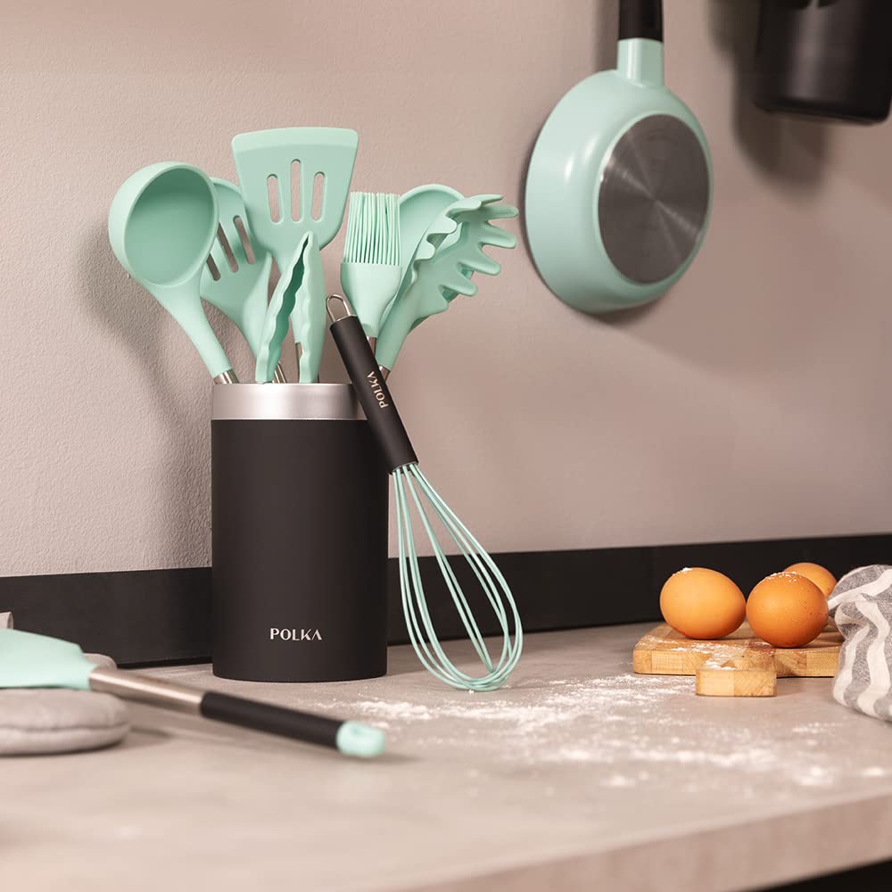 Set Utensili Da Cucina Cecotec 9 Pezzi - Manico Effetto Legno, Testa Nera In Silicone, Antiaderente - Foto 13
