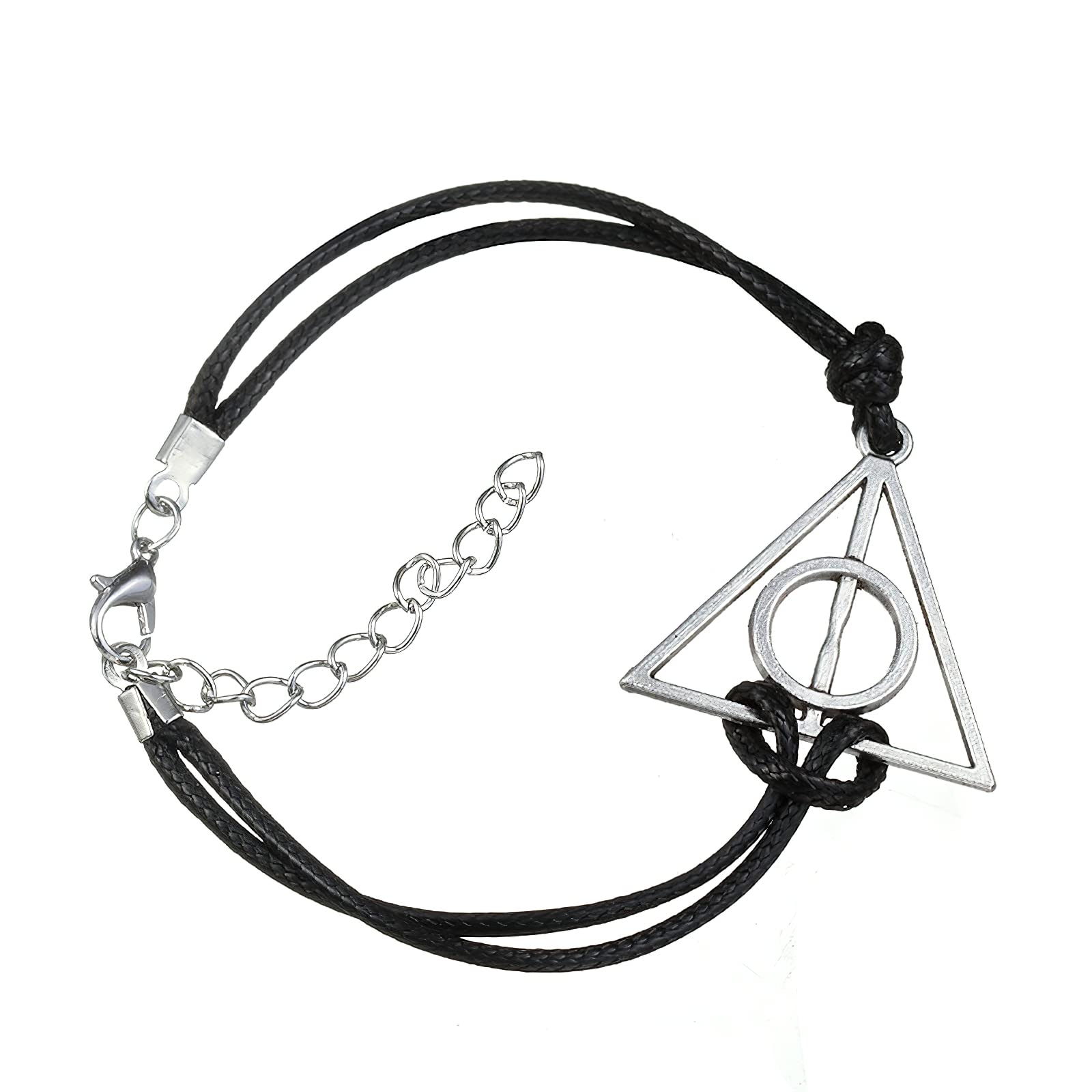 RVM Jewels Deathly Hallows Leather Bracelet for Women Boys and Girls Silver Black (B0B69FVX1Z) Amazon Price History, Amazon Price Tracker