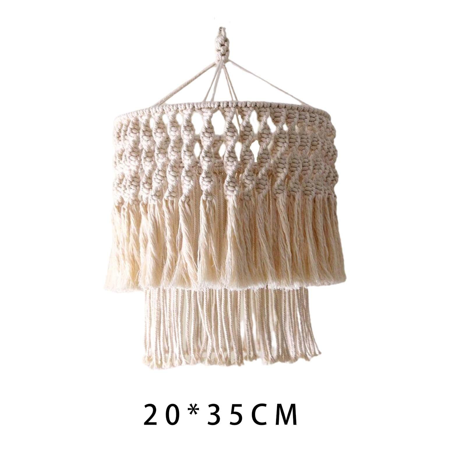 Lampadario Macramè Boho Fatto A Mano - Decorazione Parete In Cotone E Bambù, Paralume Mandala - Foto 11