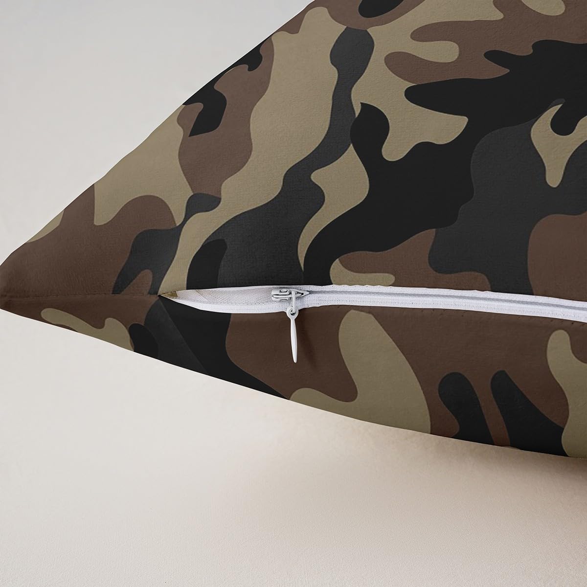 Feelyou Camouflage Throw Pillow Covers for Couch Sofa Bed, Set of 2 Camo Army Green Brown Black Decorative Pillows Cushion Covers, Military Style Pillow Inserts Not Included, 24x24 inch