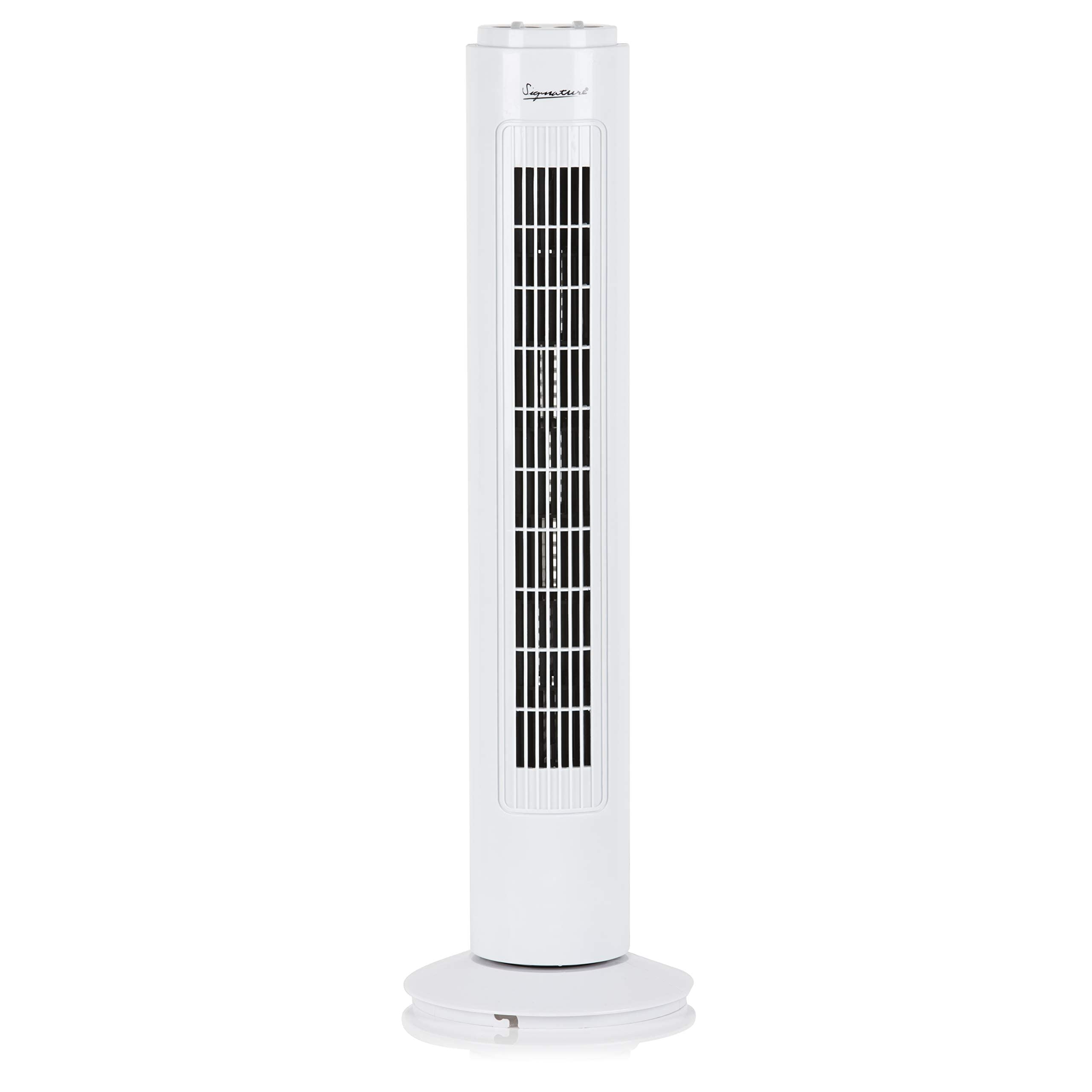 Signature 29” 3 Speed Tower Fan with Oscillation, Adjustable Tilt, White, S40012