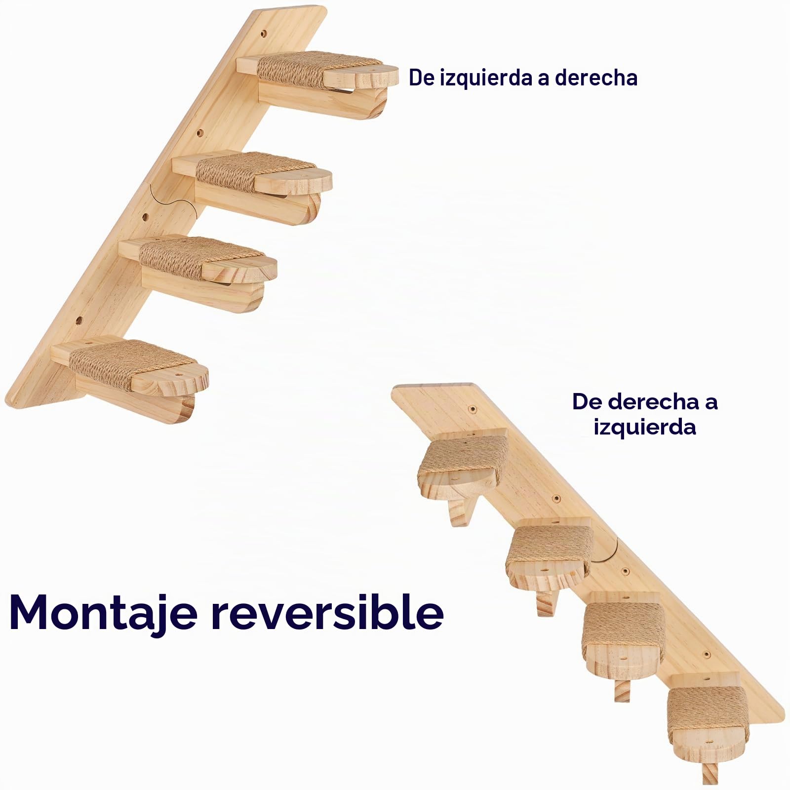 Estanterías de Escalada para Gatos de Madera con 4 Escalones para Pared Interior