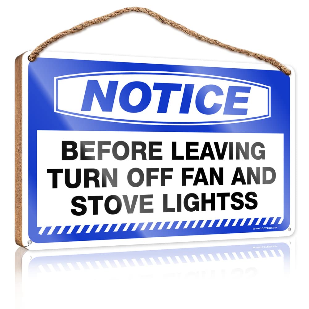 Wooden Bathroom Decor Notice Before Exit Turn Off Fan And Stove Lightss Wooden Sign Kitchen Sign Autumn Porch Outdoor Decorations (Size:15x28cm)