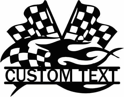 Miniatura 12 de Letrero de metal personalizado con bandera de carreras a cuadros, arte de pared de metal personalizado, letrero de nombre con monograma de bandera a