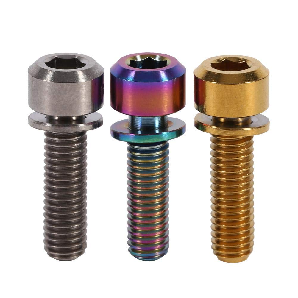 Śruba trzpienia ycle, 6 szt. Śruby M5 x 18mm ze stopu tytanu z podkładkami Zestaw zamiennik do trzpienia ycle (Rainbow)