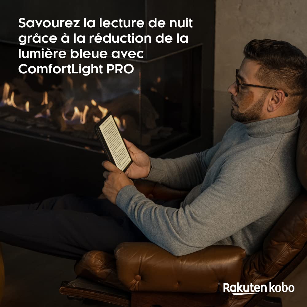 Kobo Sage | Liseuse | Écran Tactile HD sans Reflets de 8 po | Étanche | Réduction de la lumière Bleue | Bluetooth | WiFi | 32 Go de Stockage | Technologie E Ink Carta