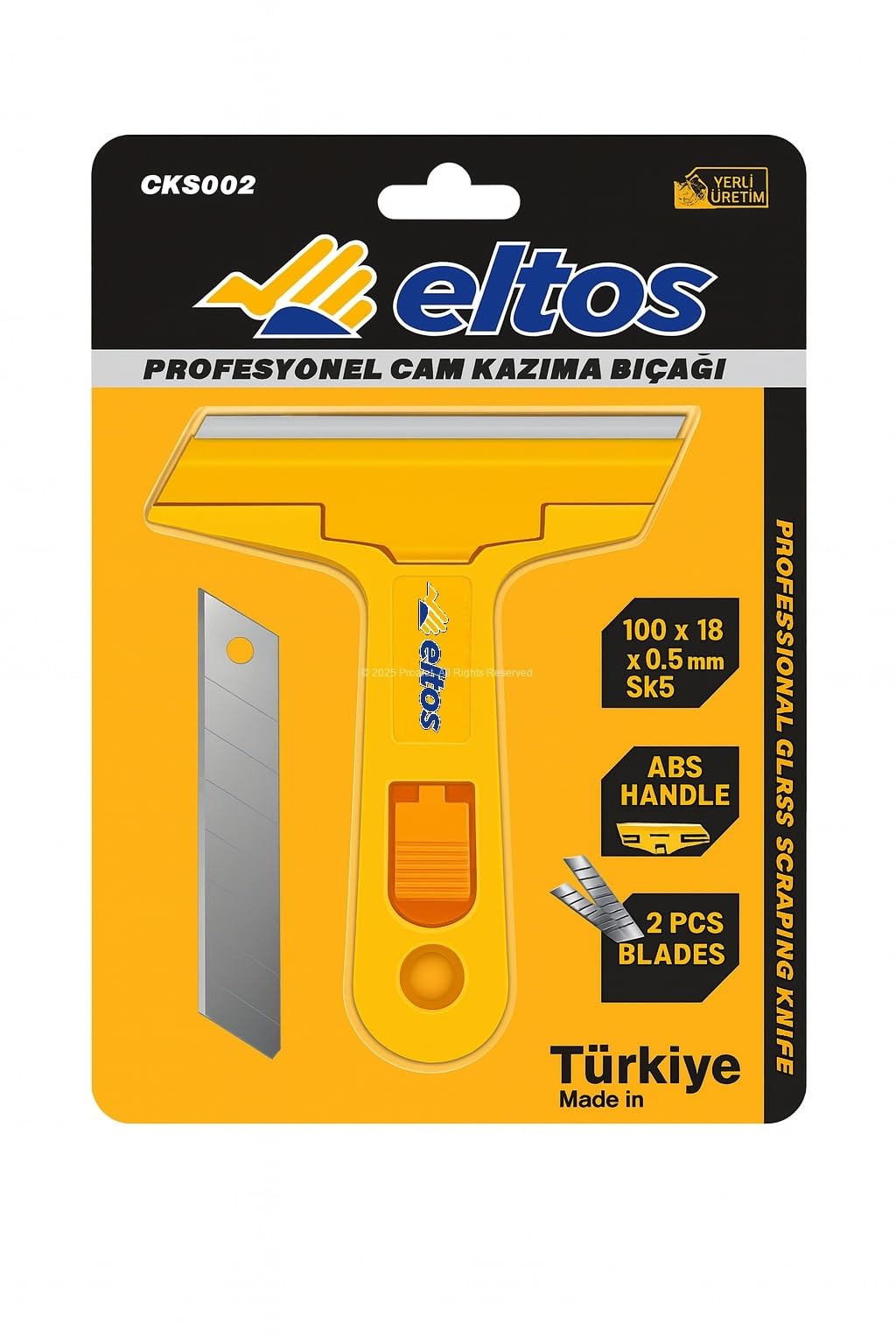 Eltos Cam Kazıma Bıçağı, Plastik, Çelik Uçlu, Ergonomik Sap, Etiket ve Boya Kalıntısı Temizleyici, 100 mm Bıçaklı, Cam, Mermer, Fırın ve Boya Temizliği için Kazıyıcı, Profesyonel, Yedek Bıçaklı