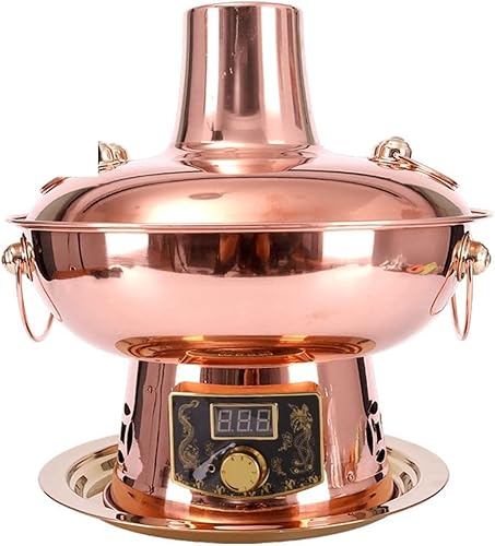 Ollas de fondue de cobre para el hogar, enchufables a la antigua moda de cobre puro carbón y olla de cobre de doble propósito (color rosa, tamaño Ollas de fondue de cobre para el hogar, enchufables a la antigua moda de cobre puro carbón y olla de cobre de doble propósito (color rosa, tamaño