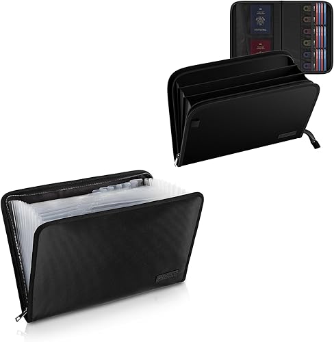 ENGPOW Carpeta de archivos expandible con bolsillos multifunción, carpeta de archivos ignífuga, resistente al fuego y al agua, bolsa de documentos