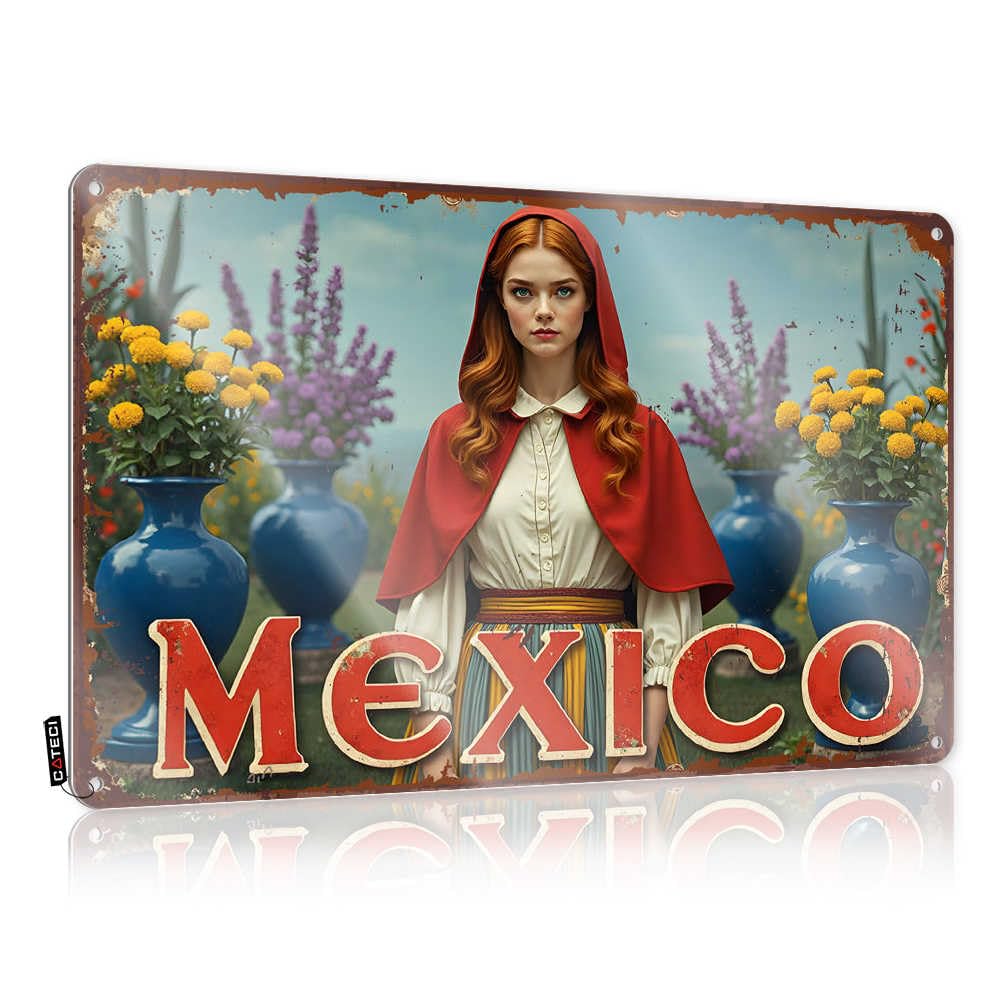Fzfn Colour Colorful Mexico: A Woman In Traditional Dress Amidst Vibrant Flow Gorgeous Winter - Poster Nice Hanging Wall Decor(30X40cm)