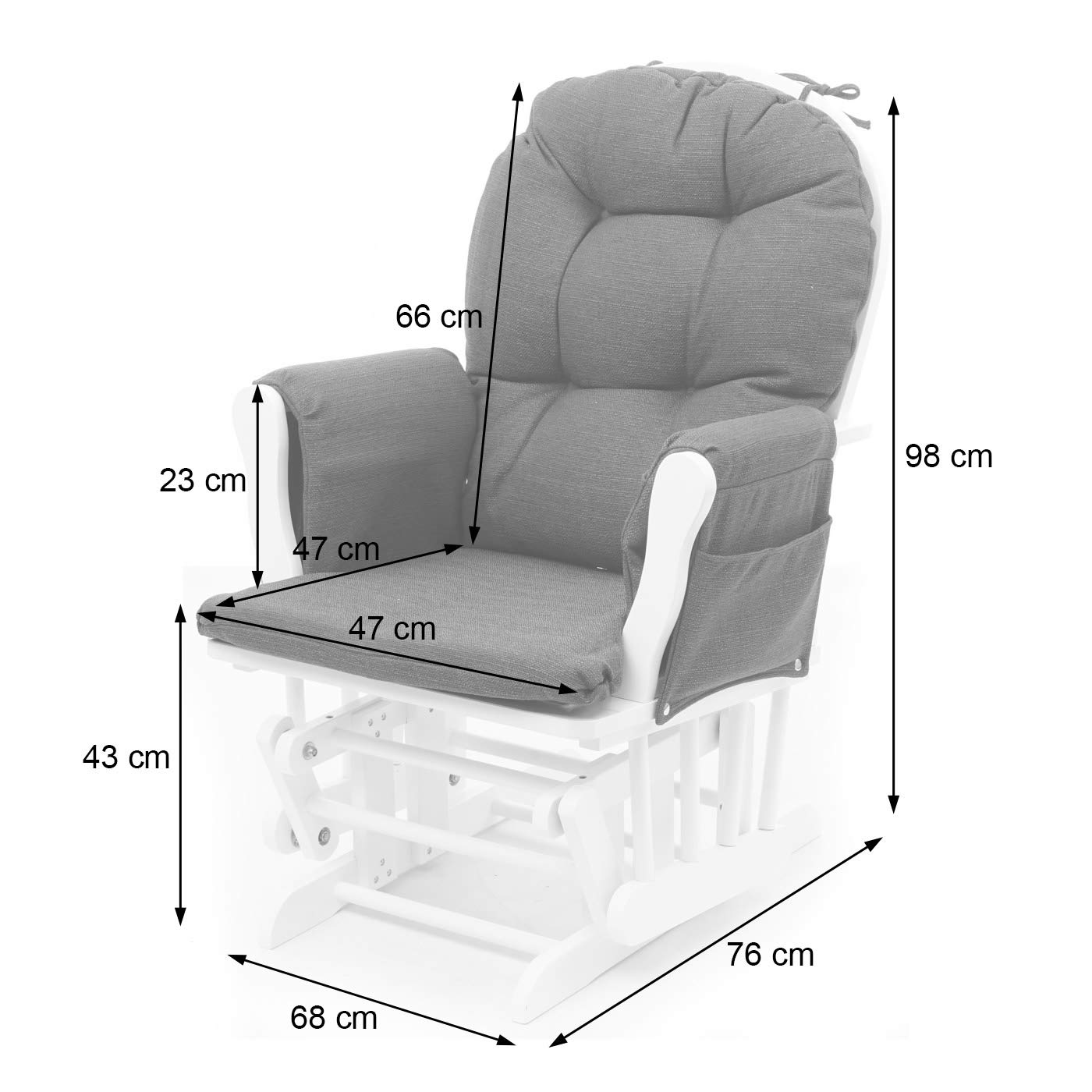 Mendler Relaxsessel HWC-C76, Schaukelstuhl Sessel Schwingstuhl mit Hocker - Samt, grau, Gestell weiß