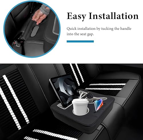 Miniatura 6 de Organizador de asiento trasero de automóvil, soporte de cuero para asiento trasero de automóvil, bandeja expansora, bandeja para portavasos de