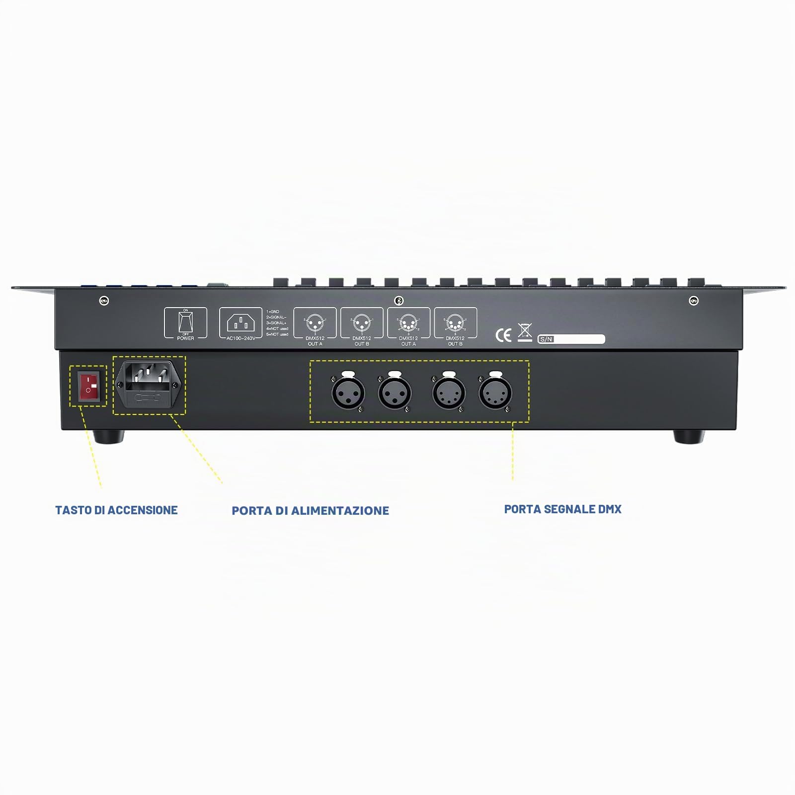 D-MX Controller,1024 D-MX Console per Luce Discoteca, Illuminazione Palcoscenico, D-MX DJ Disco Controller Equipaggiamento, DJ Luce Controller,D-MX Dimmer per Spettacoli di Luci Festa Disco Pub Sbarra