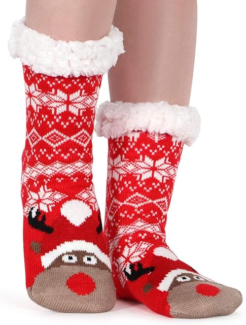 Tacobear Women Fluffy Socks Slipper Socks Super Soft Fuzzy Socks Winter Warm Snowflake Fleece Lined Crew Home Animal Socks for Women and Girls
