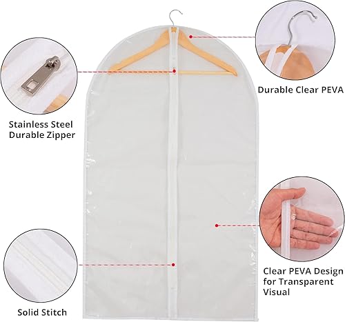 Vista 17 de Bolsa de ropa transparente para almacenamiento en el armario, bolsas de vinilo para colgar ropa, bolsas cortas para colgar ropa, fundas de abrigo