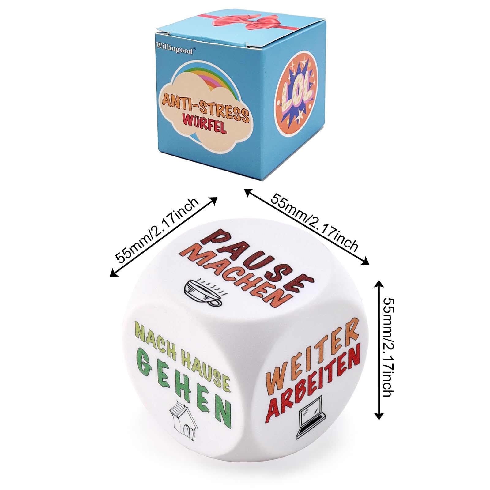 Willingood Pack of 2 Anti-Stress Cube Toys for Adults Colourful Stress Cube with 6 Fun Actions, Office Gift for Colleagues Friends - Image 2