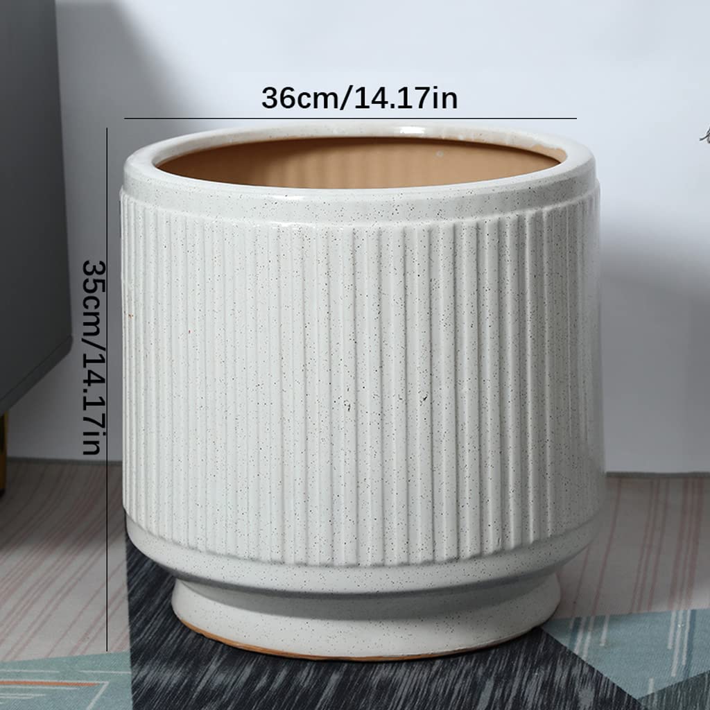 Vasi da Giardino Fioriera in Ceramica Vaso per Piante da 8/14 Pollici con Fori di drenaggio, Vaso da Fiori con Decorazione Moderna con Trama a Strisce Bianche per la casa
