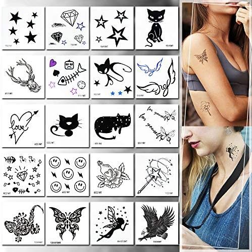 Temporary Tattoos for Girls, 20pcs Stickers Tattoos Flower Tattoos Fake Tattoos Rose, Animals, Flowers and Butterfly, Easy to Apply and Long Lasting for Women Men Girls and Boys