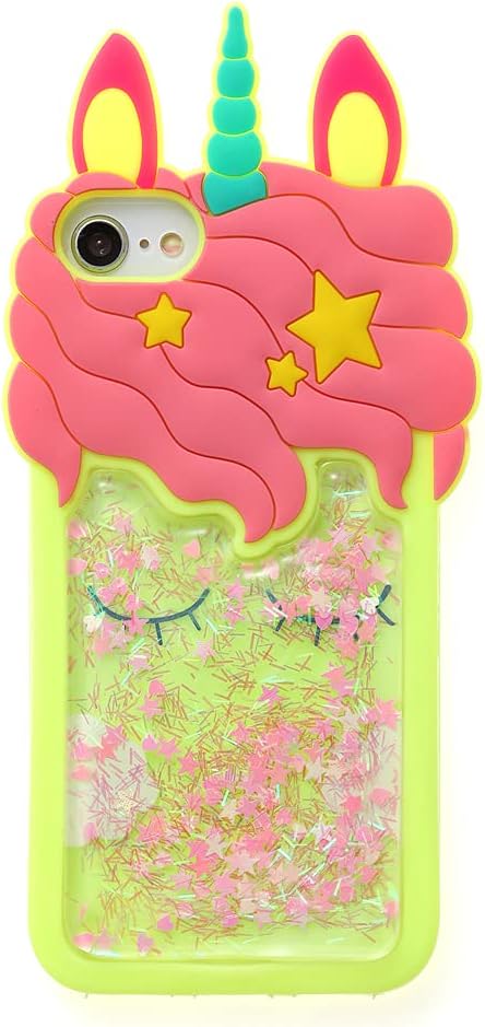 wifantien Quicksand Unicorn Case for iPod Touch 7/Touch 6 5,3D Cartoon Cute Kawaii Yellow Quicksand Unicorn Bling Star Kids Teens Girls Women Soft Silicone Case for iPod Touch 7 6 5 Quicksand Unicorn