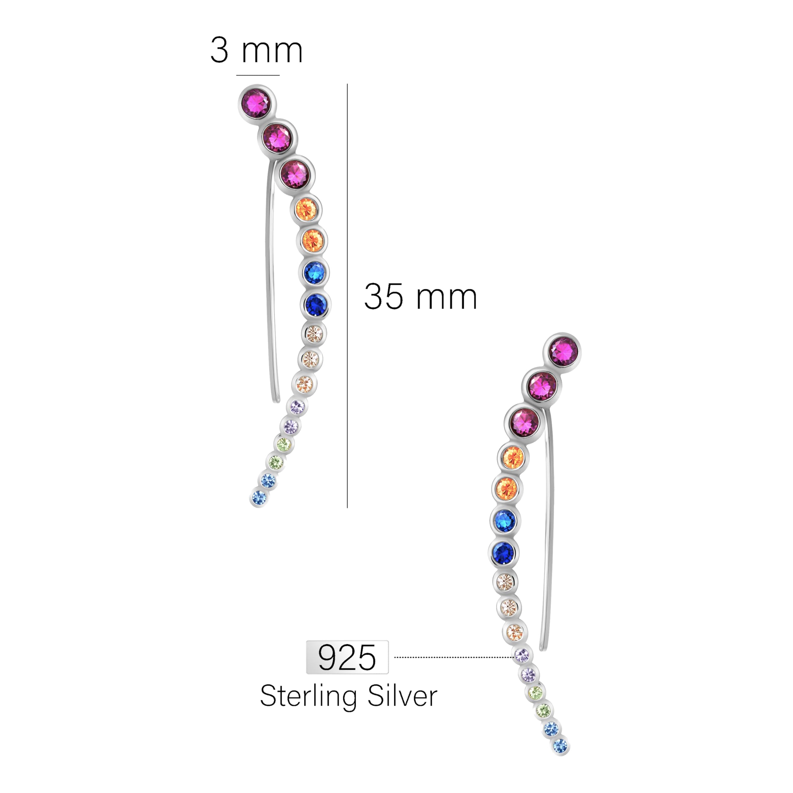 SOFIA MILANI - Damen Ohrringe 925 Silber - mit Zirkonia Steinen - Kreise Ohrkletterer - 20810