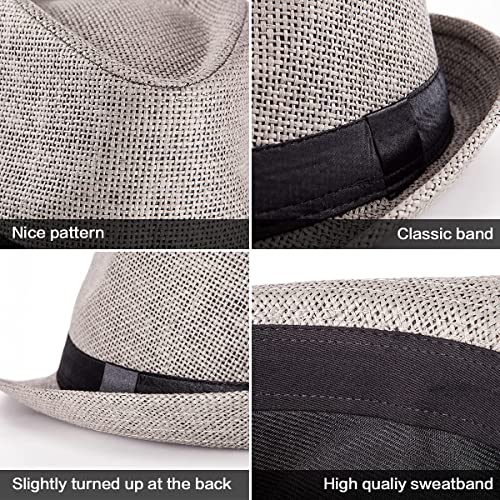 Image of LADYBRO Straw Trilby Fedora Hat for Men Women 1920s Wool Felt Panama 7 1 /4