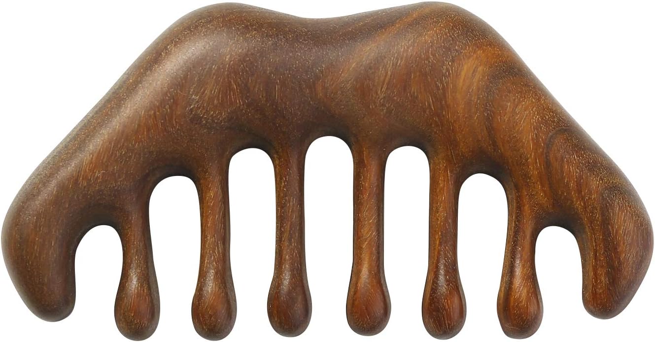MIUPOO Wooden Wide Tooth Hair Massage Comb Scraping Scalp Comb,Multi Functional Handheld No Static Head Massage Tool,Meridians Massager for Head Caring Relaxation