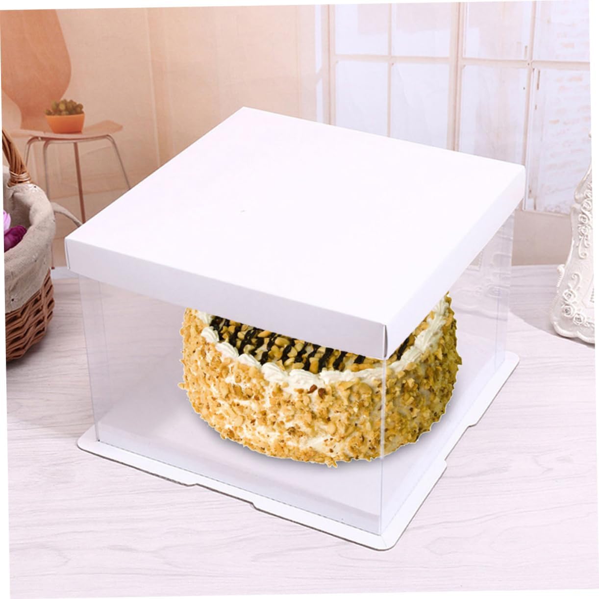 4Pcs Transparent Cake Boxes Portable Cake Carrier for Baking Material Elegant Display Protective Lid Design for Birthdays Special Occasions
