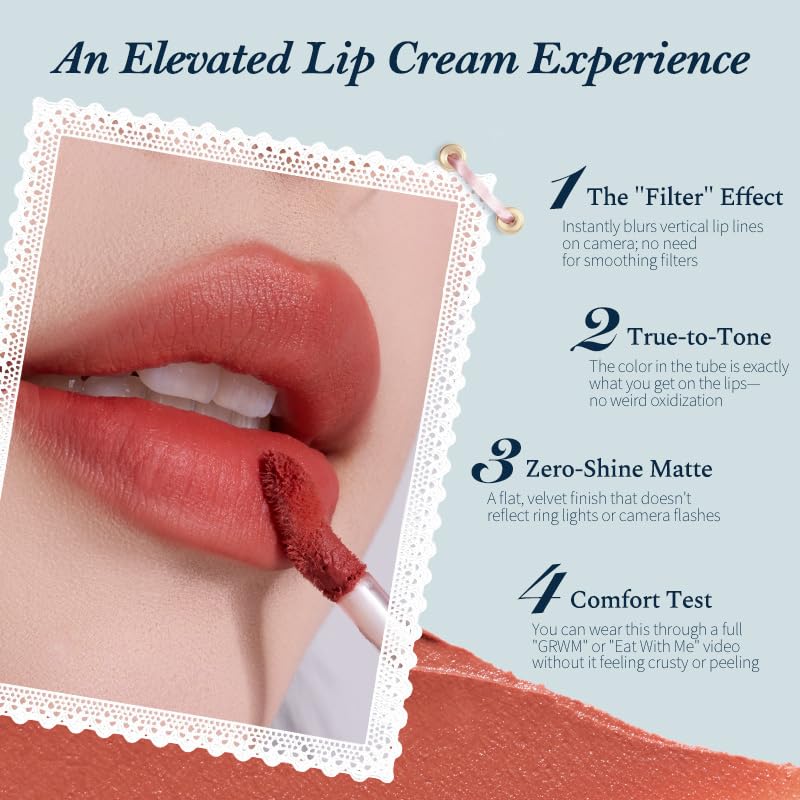 Flower Knows Bunny Garden Cloud Lip Cream,Long Lasting Muted Cocoa Brown Matte Lipstick,Hydrating Lip Stain,Transfer & Smudge-Proof Velvet Lipstick,Gift-Worthy,0.17 Fl Oz(B01 Grey Bunny) - Image 3