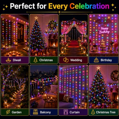 Image of Quace 36 Ft Multicolor LED Pixel String Lights | 360 Flexible Wire Decorative Serial Fairy Lights for Diwali, Christmas, Wedding, Party, Indoor & Outdoor Home Decoration | (Pack of 2)