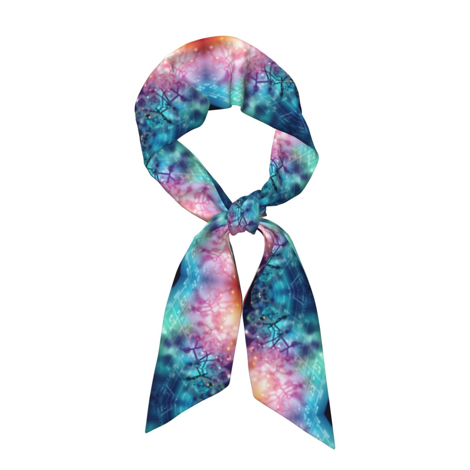 Levndiej Women's Black Chemical Periodic Table Print Elegant Satin Scarf For Silk Scarf For Winter Scarf 'Clothing Accessory